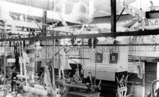 Industrial linen machinery inside the Old Bleach factory in June 1937